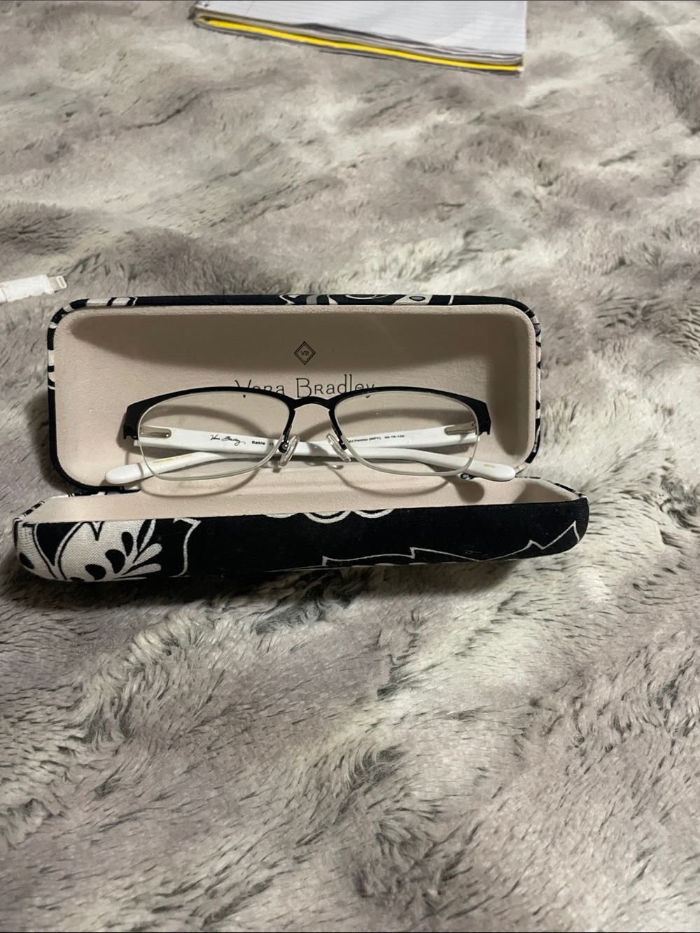 Vera Bradley Midnight Paisley & White Rectangular Eyeglasses with matching case
